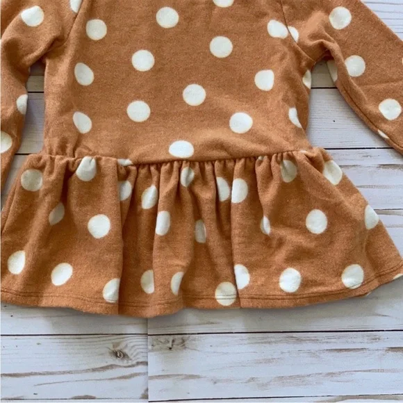 Girls Polka Dot Long Sleeve Peplum Top - Picture 4 of 5